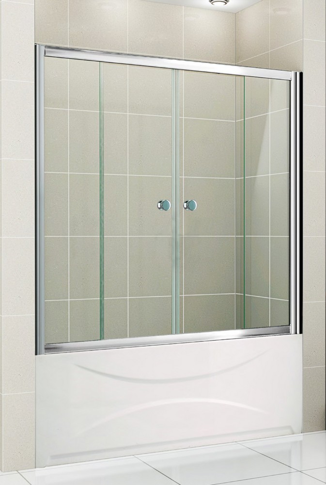 Шторка для ванны PRATICO-VF-2-150/140-C-Cr 1500х1400, стекло прозрачное, профиль хром