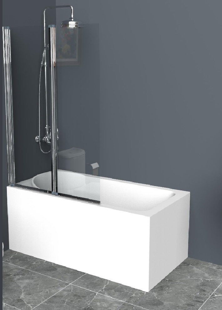 Шторка для ванны Uno-V-2-80/150-C-Cr, 800х1500 мм, стекло прозрачное, поворотная, профиль хром
