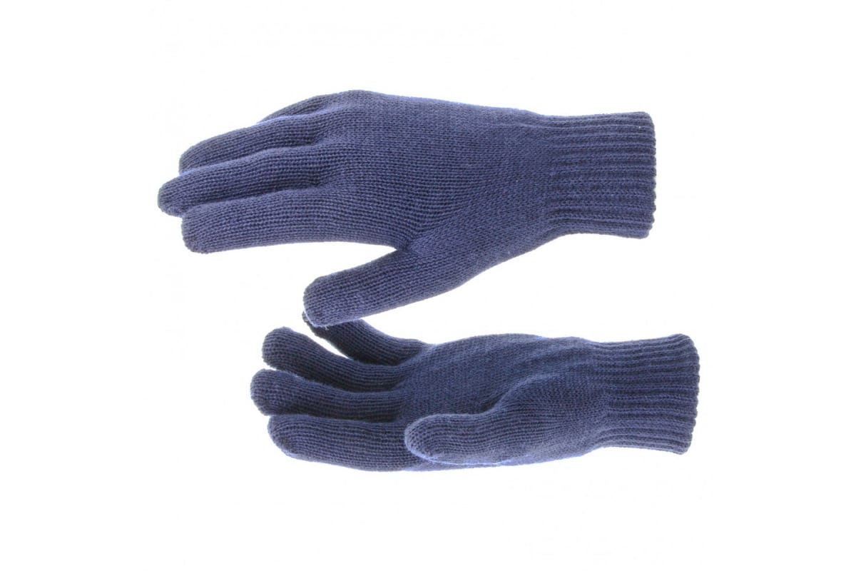 Перчатки Сибртех 68685 трикотажные, акрил, двойные, синий, двойная манжета трикотажные перчатки сибртех