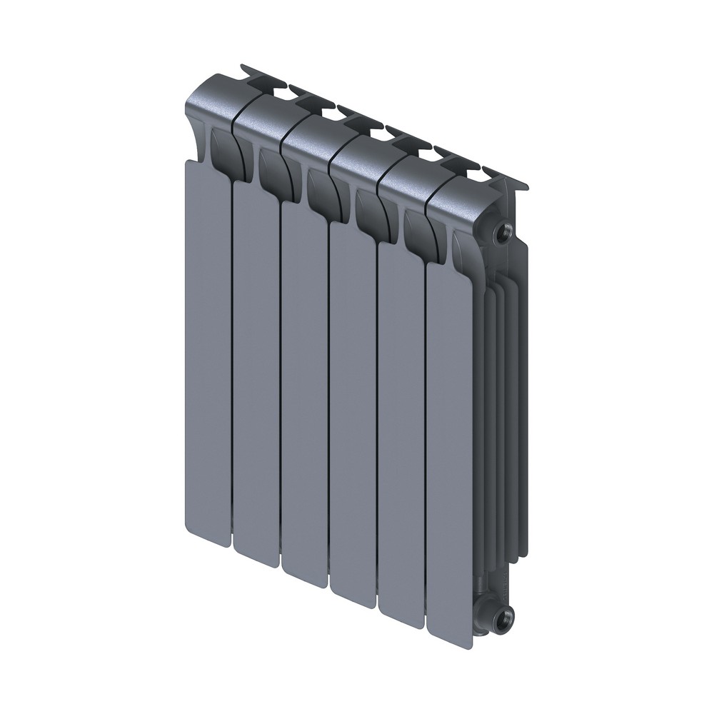 Радиатор биметаллический Monolit RM500-6 MVR 7012 500/100мм 6 секций, правое нижнее, титан