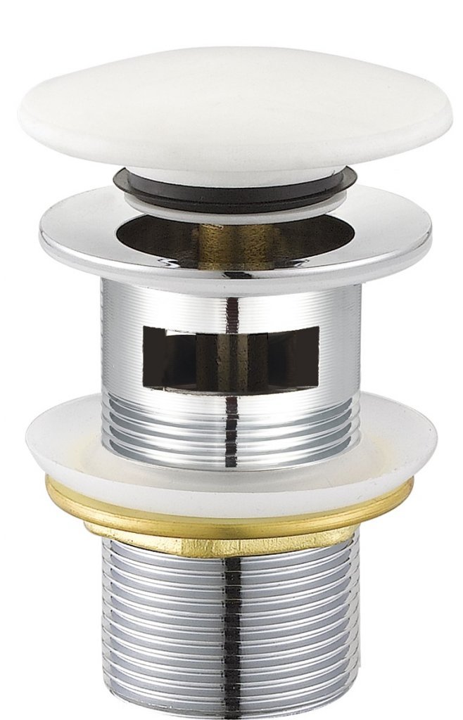 Донный клапан CZR-SAT7-Bi с системой "Клик-клак" с переливом, белый - фото 1