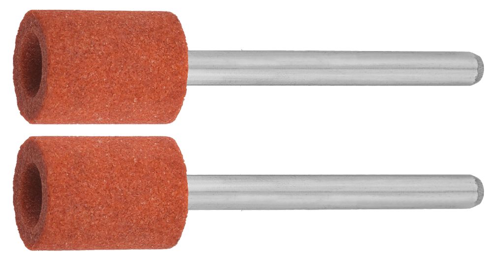 Цилиндр абразивный шлифовальный на шпильке Зубр 35911 P 120, d 9,5x12,7х3,2 мм, L 45мм, 2шт