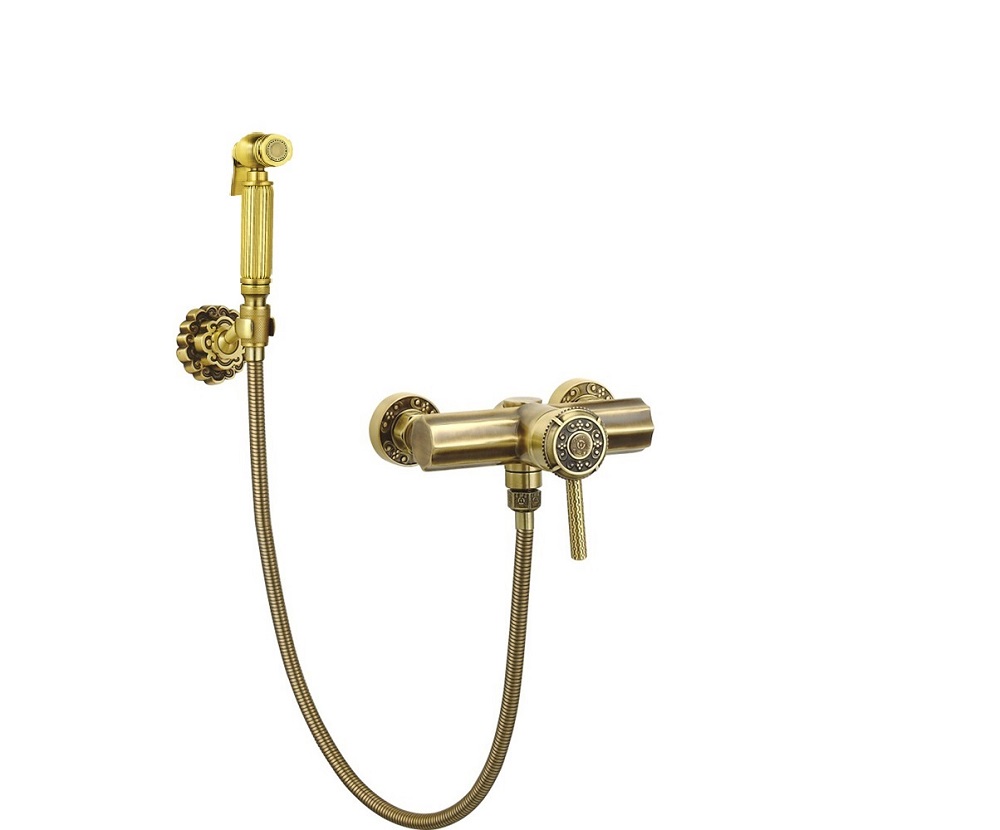 Смеситель Windsor 10133 для ванны и душа, с гигиеническим душем и держателем, бронза - фото 1
