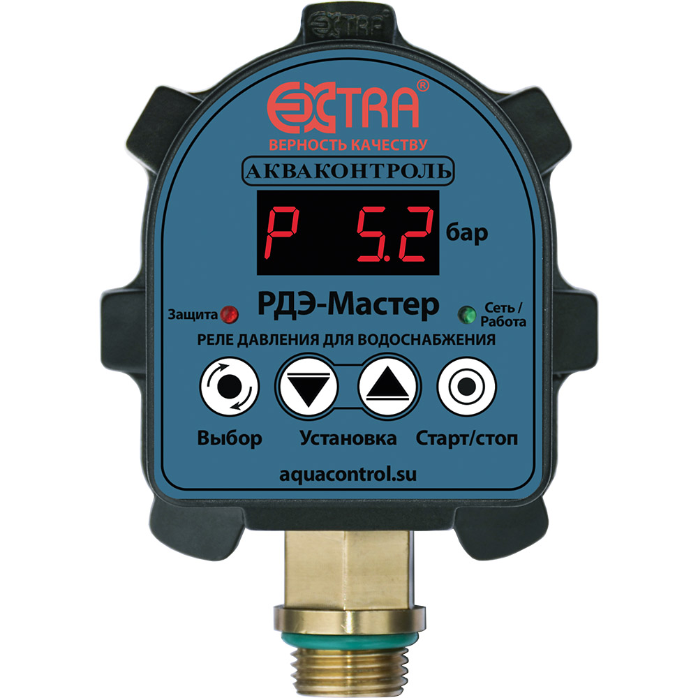 Реле давления воды Extra Акваконтроль РДЭ-Мастер-10-2,2 электронное, для насоса, 2,2 кВт автоматический контроллер давления воды extra акваконтроль