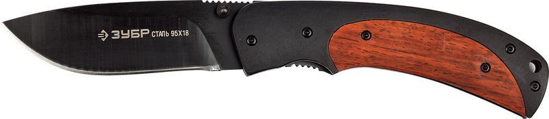 Нож Зубр Эксперт Норд 47708 складной, эргономичная металлическая рукоятка с деревянными вставками, 190мм/лезвие 80мм