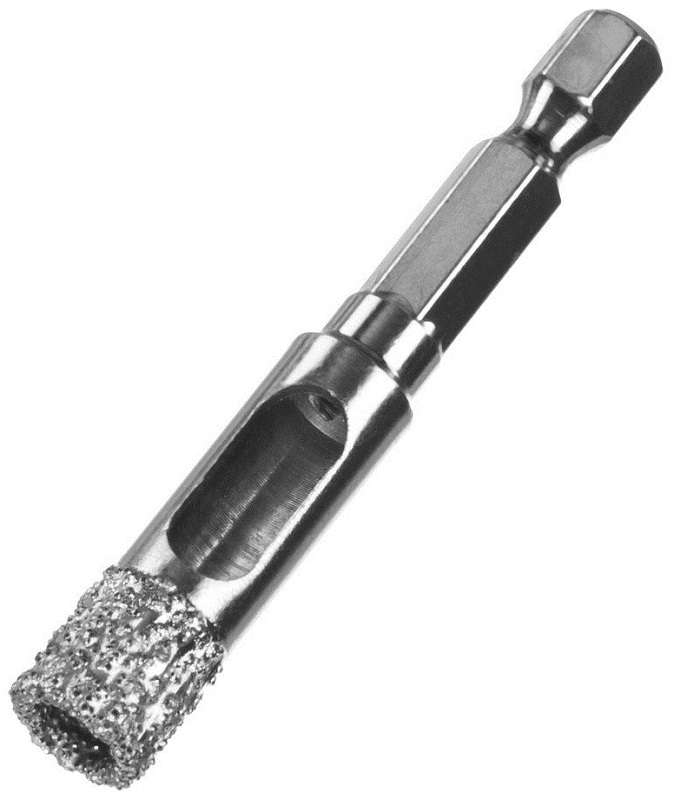 Сверло алмазное по керамограниту Зубр 29865-10 вакуумное спекание алмазов, d=10 мм, HSS-R, быстрорежущая сталь М2(S6-5-2) Р6М5, класс А хвостовик HEX 1/4
