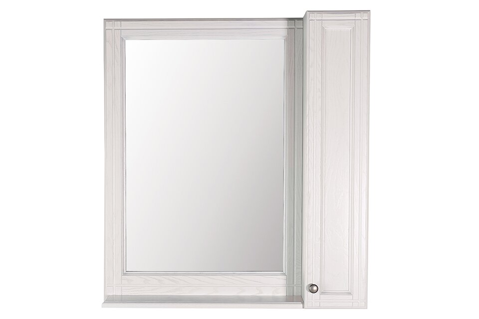 Зеркало-шкаф Берта 10122 85 см, цвет белый (патина серебро)