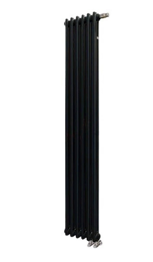 Радиатор 2180/04 № 69 ventil oben, 4 секции, 1800х204 мм, 656 Вт, нижнее подключение, встроенный термовентиль, черный матовый