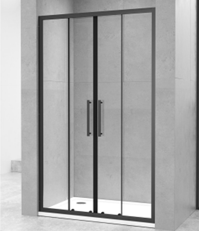Душевая дверь 8007-2B/160 160x190 см, 2 раздвижные, прозрачное стекло, черный матовый