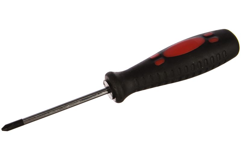 Отвертка Курс Стандарт 54423, CrV сталь, прорезиненная черно-красная ручка 5х75 мм PH1 пилка металлическая для ногтей прорезиненная ручка 17 см серебристый чёрный