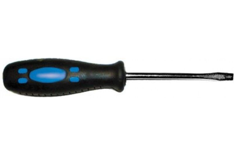 Отвертка Курс Стандарт 54473, CrV сталь, прорезиненная черно-синяя ручка 5х75 мм SL расческа массажная прорезиненная ручка 24 × 7 см фиолетовый