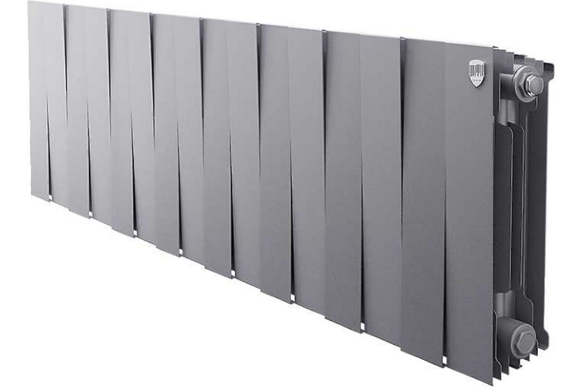 Биметаллический радиатор Piano Forte 300/100 мм, 16 секций, боковое подключение, Silver Satin