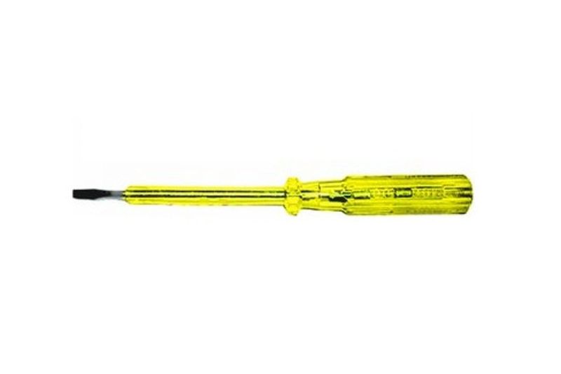 Отвертка индикаторная Курс 56502, желтая ручка 100 - 500 В, 190 мм отвертка индикаторная курс 56508