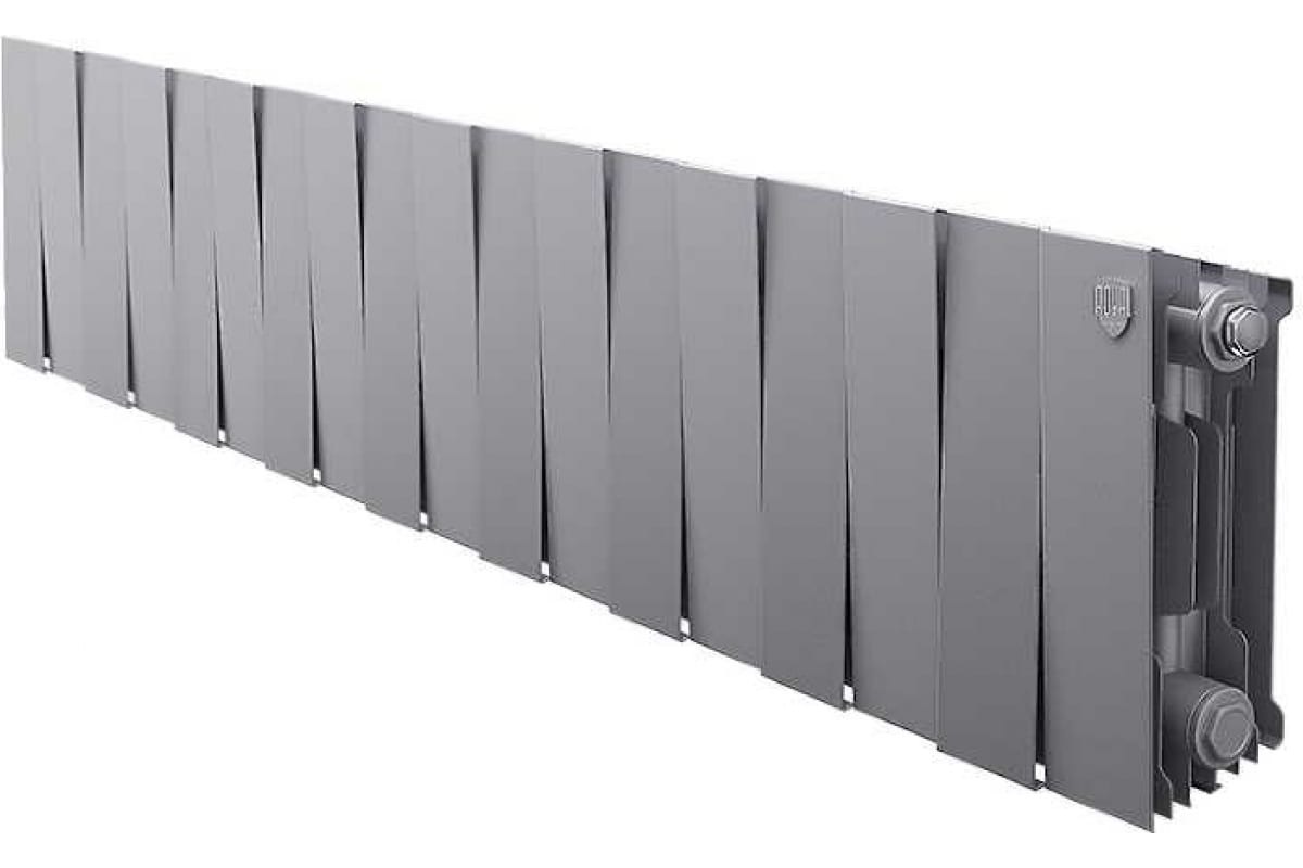 Биметаллический радиатор Piano Forte 200/100 мм, 18 секций, боковое подключение, Silver Satin