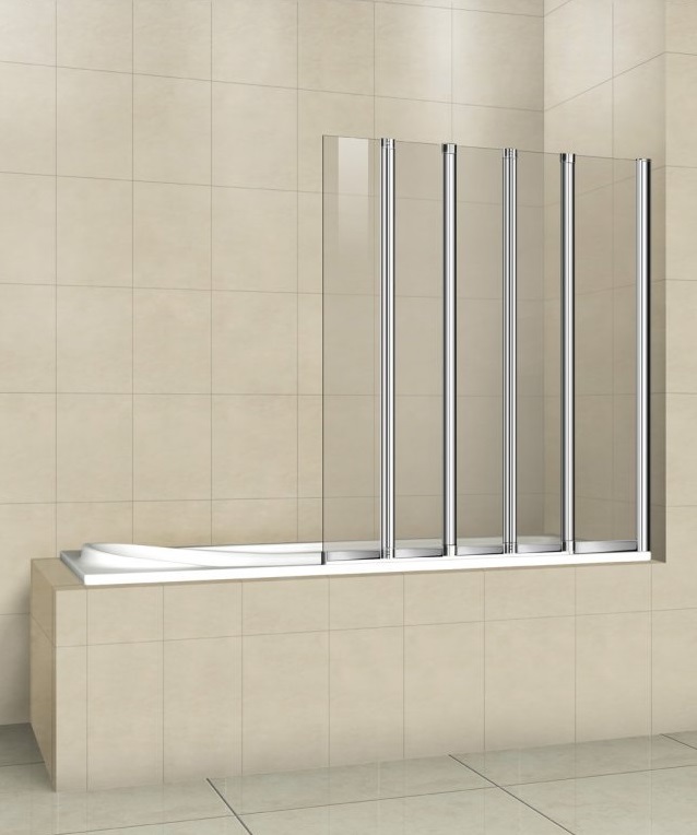 Шторка для ванны Pratico-V-5-120/140-C-Cr, 1200х1400 мм, стекло прозрачное, профиль хром