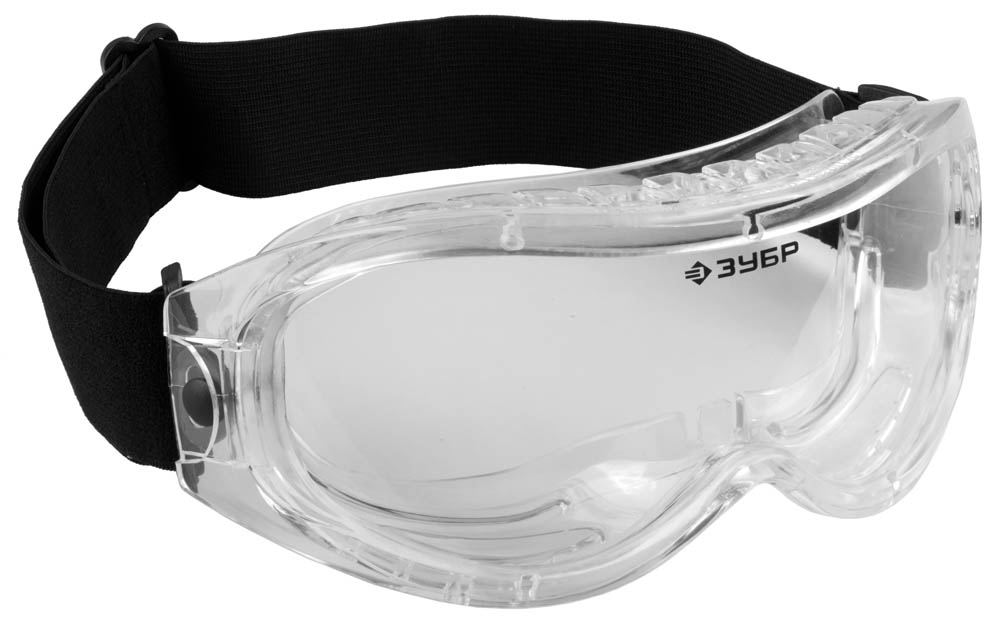 Панорамные прозрачные защитные очки Зубр Профи 7 110235, химическистойкая ацетатная линза, закрытого типа с непрямой вентиляцией очки защитные энкор классик 56601 с непрямой вентиляцией
