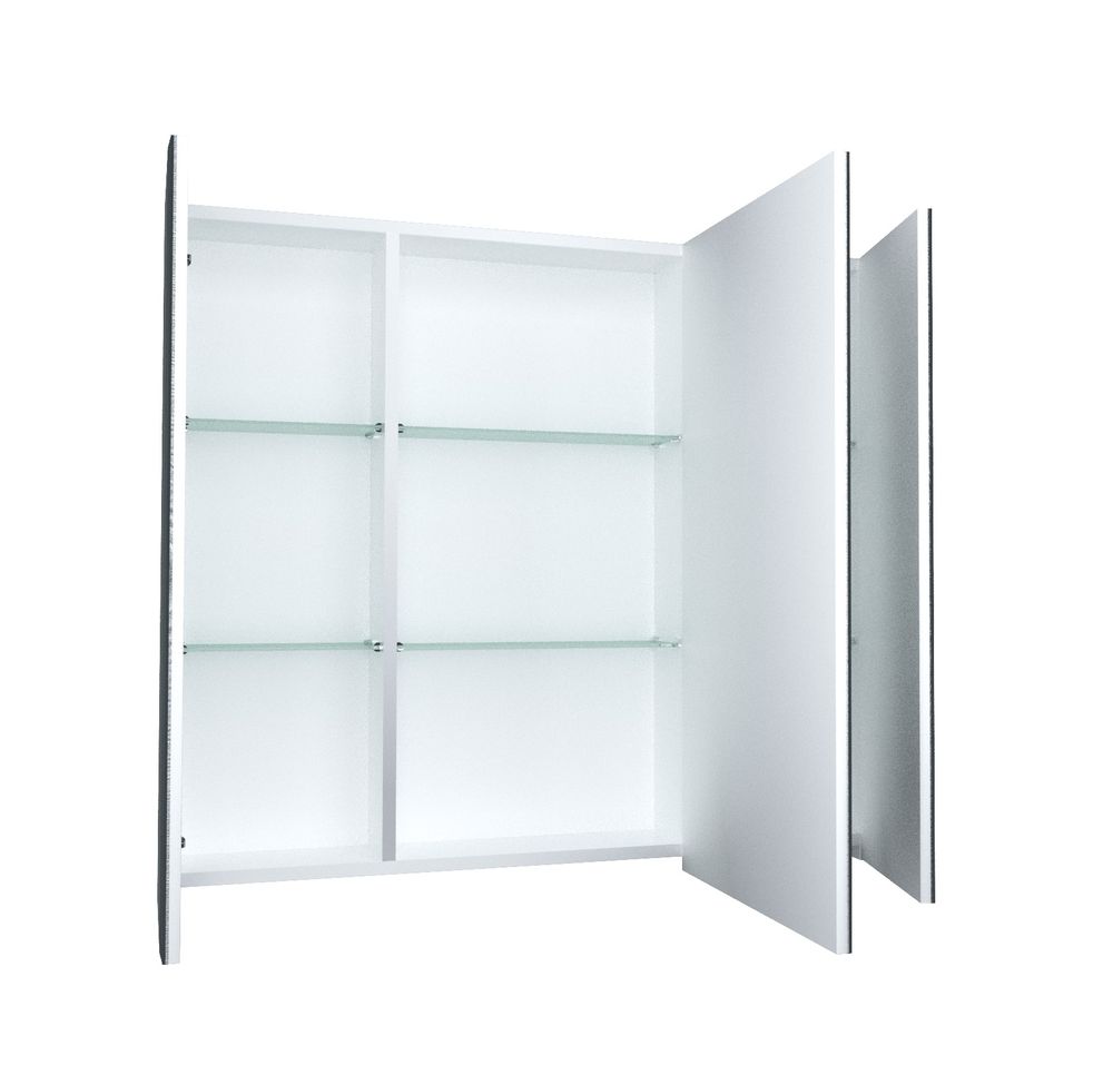 Зеркало-шкаф Соната 90 У29558 3 двери, Белый глянец - фото 1