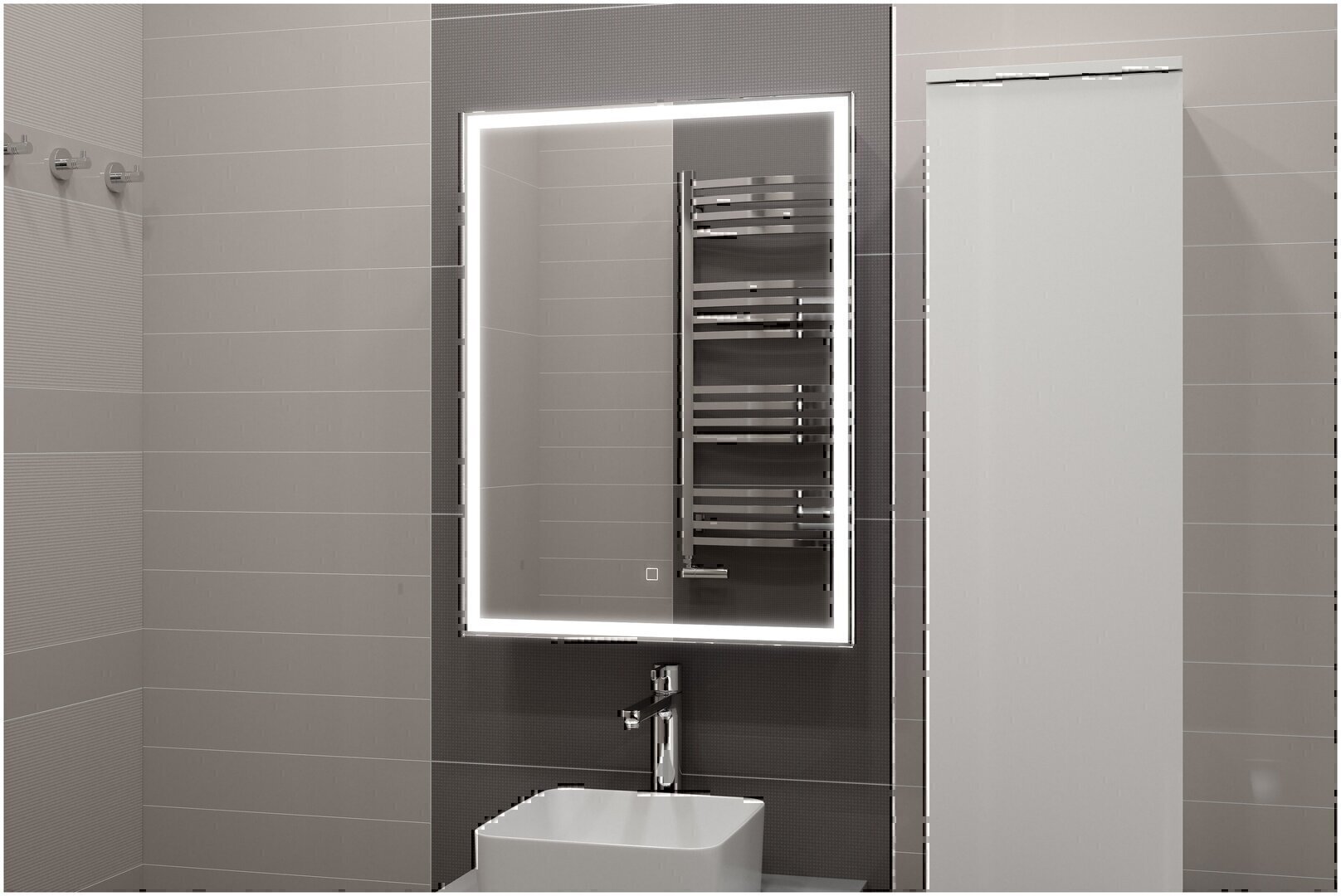 Зеркальный шкаф Континент Allure 600х800, Led подсветка; сенсорное включение; розетка левый/правый
