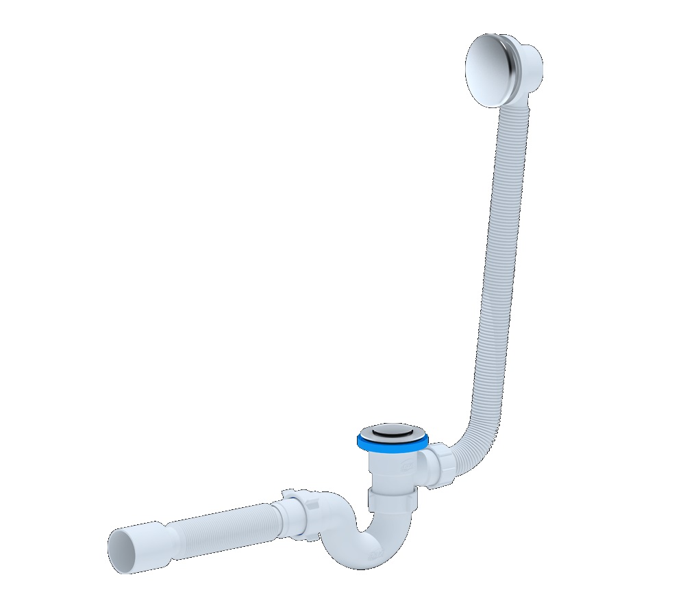 Обвязка для ванны Ани-пласт EC155S 1.1/2" х40 мм click/clack, прямоточная, с гибкой трубкой 40/50, сетка
