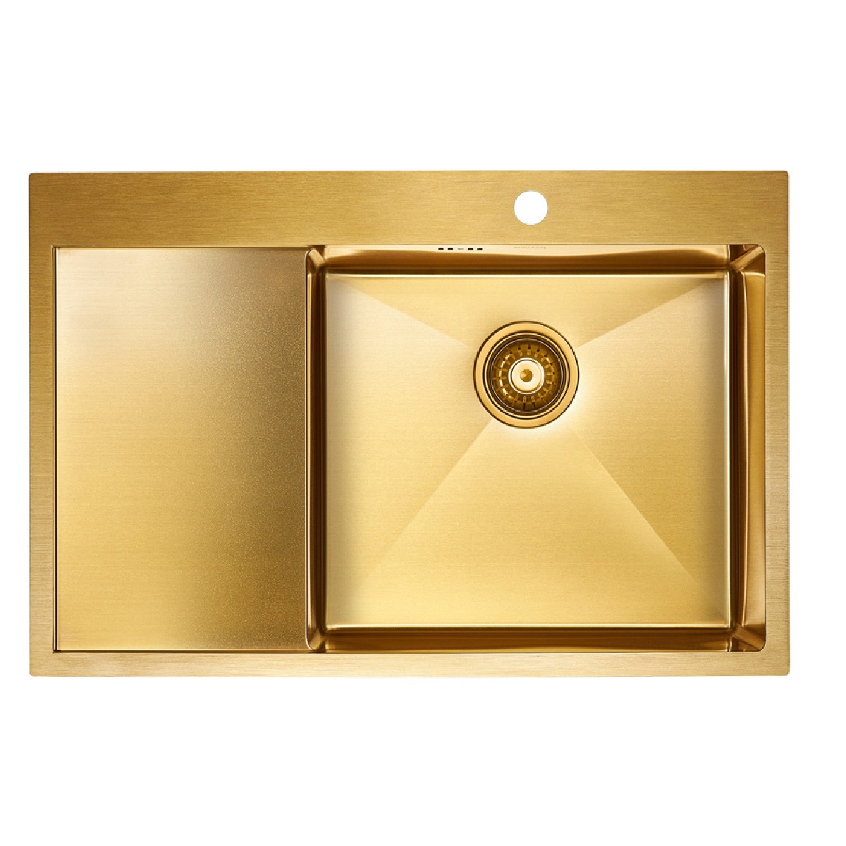 Мойка Atlan R PM217851-BGR 780х510мм, нержавеющая сталь, правая, 1 чаша, прямоугольная, цвет брашированное золото