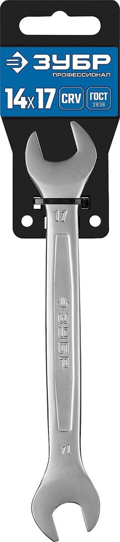 Рожковый гаечный ключ Зубр 14 x 17 мм накидной гаечный ключ изогнутый зубр 12 x 13 мм