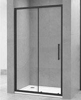 Душевая дверь Oporto 8007-1B/150 150x190 см, раздвижная, прозрачное стекло, черный матовый от Водопад  фото 1