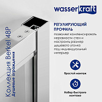 Душевой уголок WasserKRAFT Berkel 48P26 1200х1000х2000, прозрачное стекло, профиль серебро от Водопад  фото 3