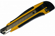 Нож технический FIT 10258, 18 мм усиленный прорезиненный, 2-х сторонняя автофиксация от Водопад  фото 2