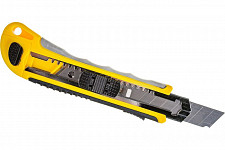 Нож технический FIT 10261, 18 мм усиленный прорезиненный, кассета 3 лезвия, автозамена лезвия от Водопад  фото 1