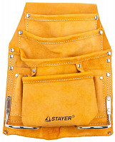 Поясная сумка Stayer 38505 кожаная для инструментов 8 карманов 2 скобы от Водопад  фото 1