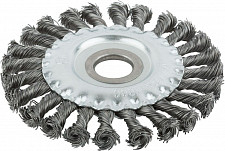 Корщетка MOS 38930M, тип "колесо", посадочный диаметр 22,2 мм, стальная витая проволока 125 мм от Водопад  фото 1