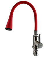 Смеситель для кухни Ledeme L74199-1 с гибким изливом, красный от Водопад  фото 1