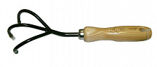Культиватор садовый Skrab 28058 трехзубцевый 280 мм деревянная ручка от Водопад  фото 1