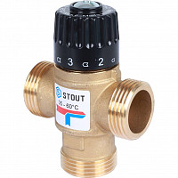 Клапан термостатический Stout SVM-0120-166025 смесительный для систем отопления и ГВС 1" НР 35-60°С KV 1,6 м3/ч от Водопад  фото 1