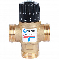 Клапан термостатический Stout SVM-0120-166025 смесительный для систем отопления и ГВС 1" НР 35-60°С KV 1,6 м3/ч от Водопад  фото 2
