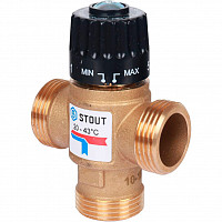 Клапан термостатический Stout SVM-0120-254325 смесительный для систем отопления и ГВС. 1” НР 20-43°С KV 2,5 м3/ч от Водопад  фото 1