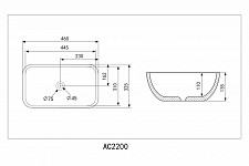 Раковина накладная Abber Rechteck AC2200MG 46х32,5х13,5, цвет серый матовый от Водопад  фото 4
