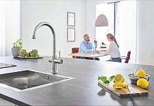 Смеситель Grohe Blue Home 31455DC0 для кухни с функцией очистки водопроводной воды, сталь от Водопад  фото 4