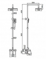 Душевая система Ledeme L2474B со смесителем и тропическим душем от Водопад  фото 2
