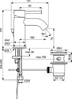 Смеситель для раковины Ideal Standard Ceraline BC203U4 донный клапан, черный / хром от Водопад  фото 2