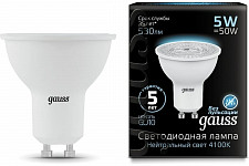 Лампа Gauss 101506205 светодиодная, 5W, GU10 от Водопад  фото 1