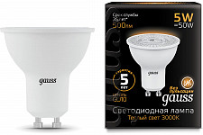 Лампа Gauss 101506105 светодиодная, 5W, GU10 от Водопад  фото 1