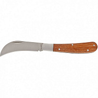 Нож садовый Palisad 79001 складной, изогнутое лезвие, 170 мм, деревянная рукоятка от Водопад  фото 1