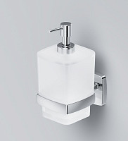 Стеклянный диспенсер для жидного мыла Am.Pm Gem A9036900 с настенным держателем хром/белый от Водопад  фото 2