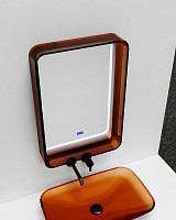 Зеркало Abber Kristall AT6701Opal 55х80, Bluetooth-плеер, датчик температуры, часы, рама из полиэфирной смолы от Водопад  фото 2
