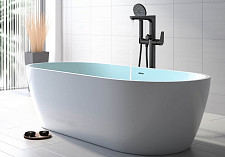 Смеситель для ванны Акватек Бетта AQ1145MB напольный (внешняя и скрытая часть), черный матовый от Водопад  фото 4