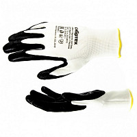 Перчатки Сибртех 67861 полиэфирные с черным нитрильным покрытием , размер L, 15 класс вязки от Водопад  фото 1