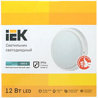 Светильник IEK LDPO0-4002-12-4000-K01, LED ДПО 4002 12Вт IP54 4000K круг белый от Водопад  фото 3