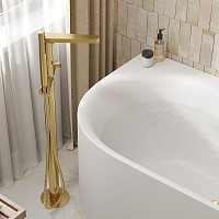 Смеситель WasserKRAFT Schunter 8221 для ванны напольный, золото матовое от Водопад  фото 3