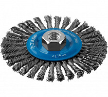 Щетка дисковая Зубр Профессионал 35192-115_z02 для УШМ, плетеные пучки стальной проволоки 0,5мм, 115ммхМ14 от Водопад  фото 2